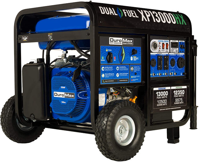 DuroMax XP13000HX 13000-Watt 500cc Dual Fuel Gas Propane Portable Generator with CO Alert
