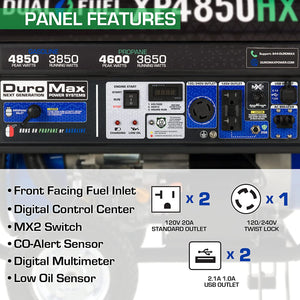DuroMax XP4850HX 4,850-Watt 210cc Dual Fuel Gas Propane Portable Generator with CO Alert