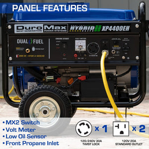 DuroMax XP4400EH 4400-Watt 210cc Electric Start Dual Fuel Hybrid Portable Generator
