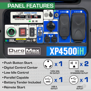 DuroMax XP4500iH 4500-Watt 223cc Dual Fuel Digital Inverter Hybrid Portable Generator
